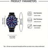 3 szt./zestaw 1 szt. Modny męski kalendarz sportowy ze stali nierdzewnej Kwarcowy zegarek i 1 szt. męska bransoletka i 1 szt. męski naszyjnik