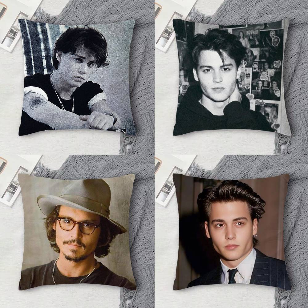 JJohnny Depp Doublesided Printed Square Decorative Cushion Cover for Sofa Living Room Home Decor