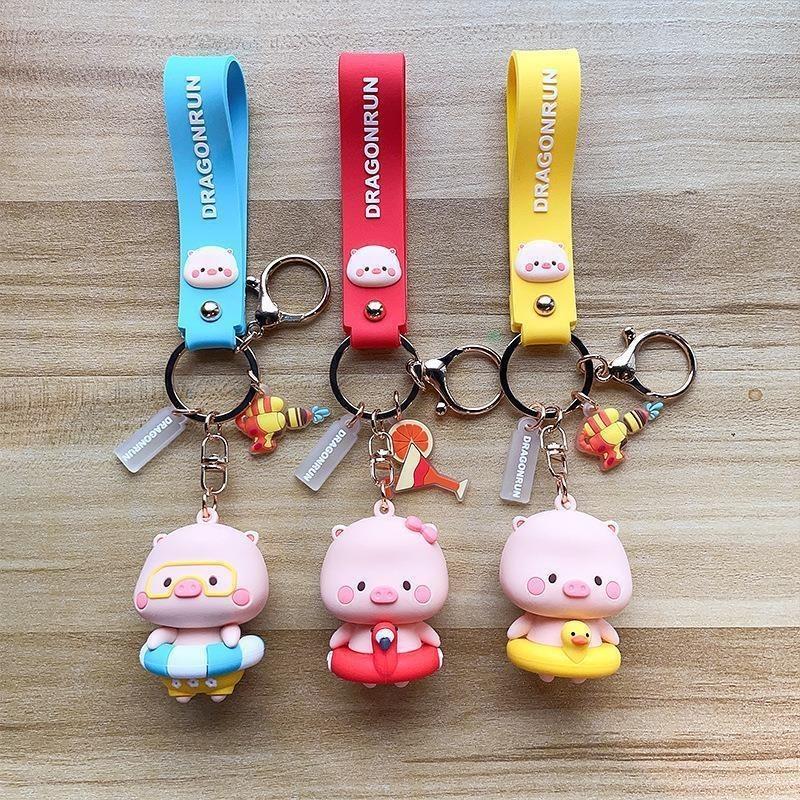 Adorable Piggy Pool Party Keychain Cute Pvc Accessory For Couples Birthdays