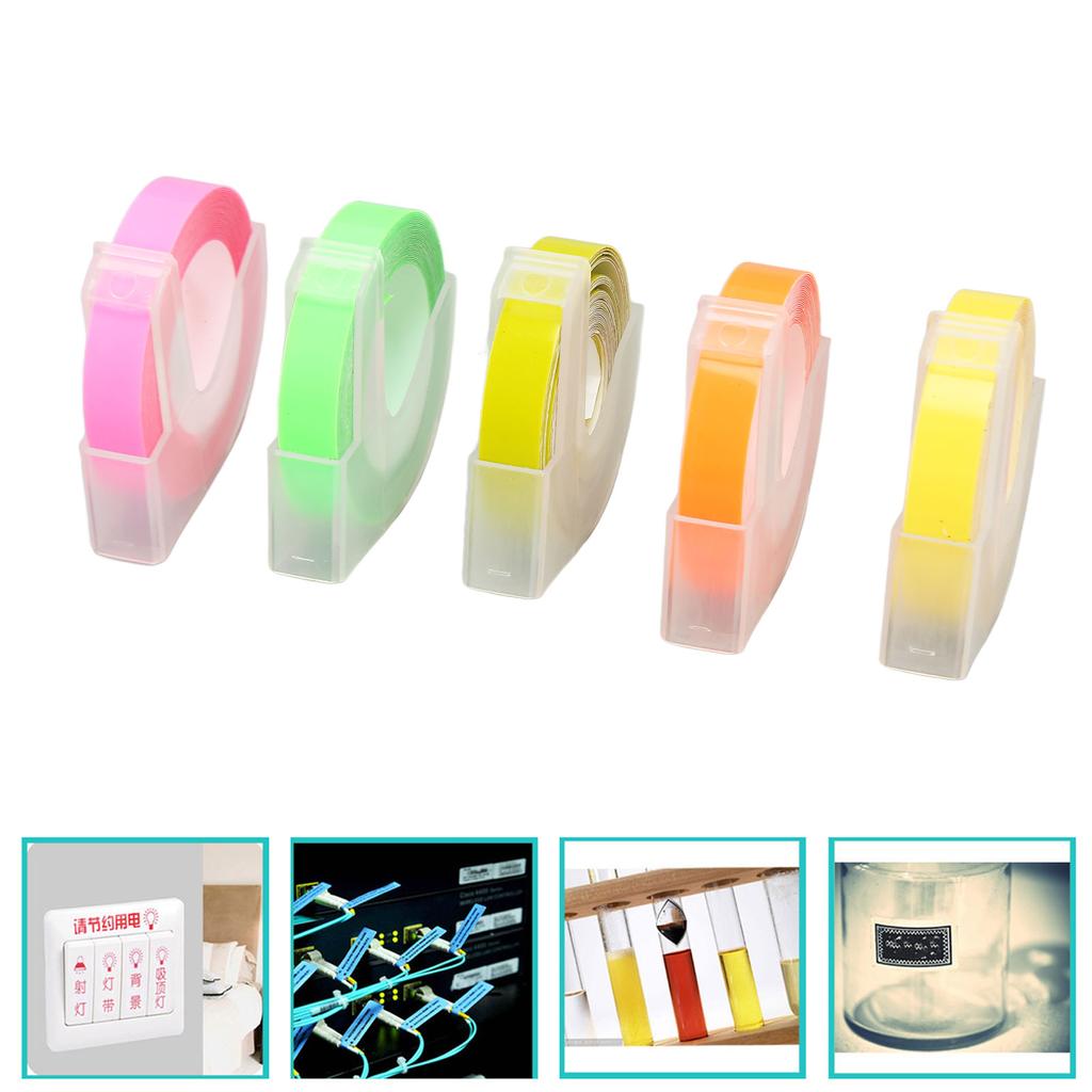 5Pcs 3D Embossing Label Tapes Self Adhesive Embossing Label Maker Tape for 12813 12814 1610 1540 153