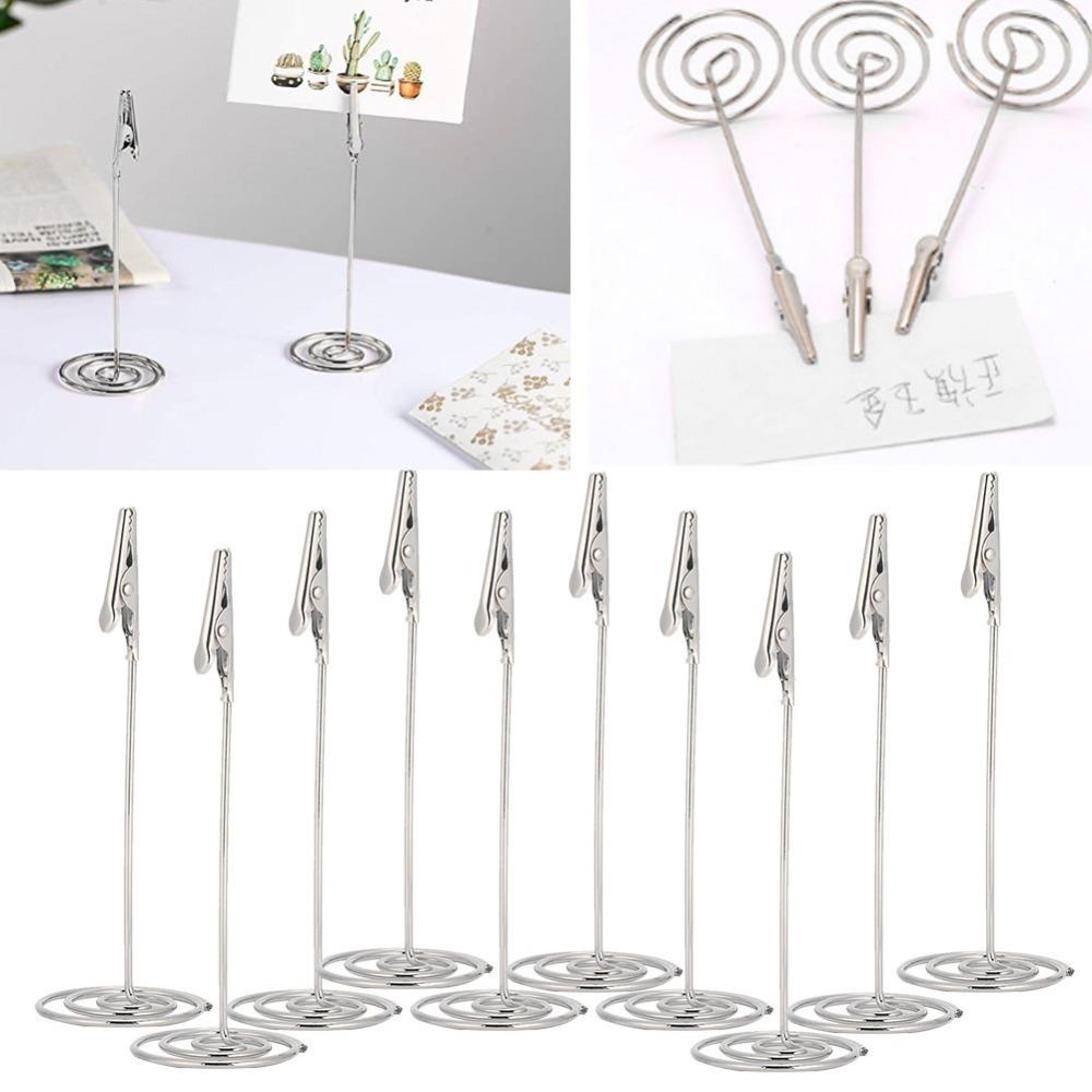 10Pcs Stable Base Crocodile Mouth Card Holder Metal Metal Photo Stand  Party Seat Marking