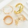 4pcs Vintage Exaggerated Floral Bangles Set Luxury Geometric Design Wide Metal Gold Color Bracelets For Women Daily Wear Jewelry
