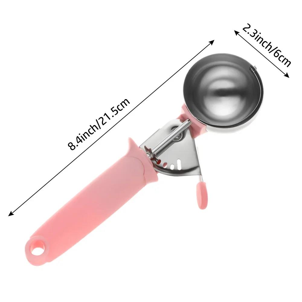 Ice Cream Scoop with Trigger Fruit Scoop with Comfort Grip Handle Stainless Steel Ice Cream Scoop for Home Ice Cream Tool 6