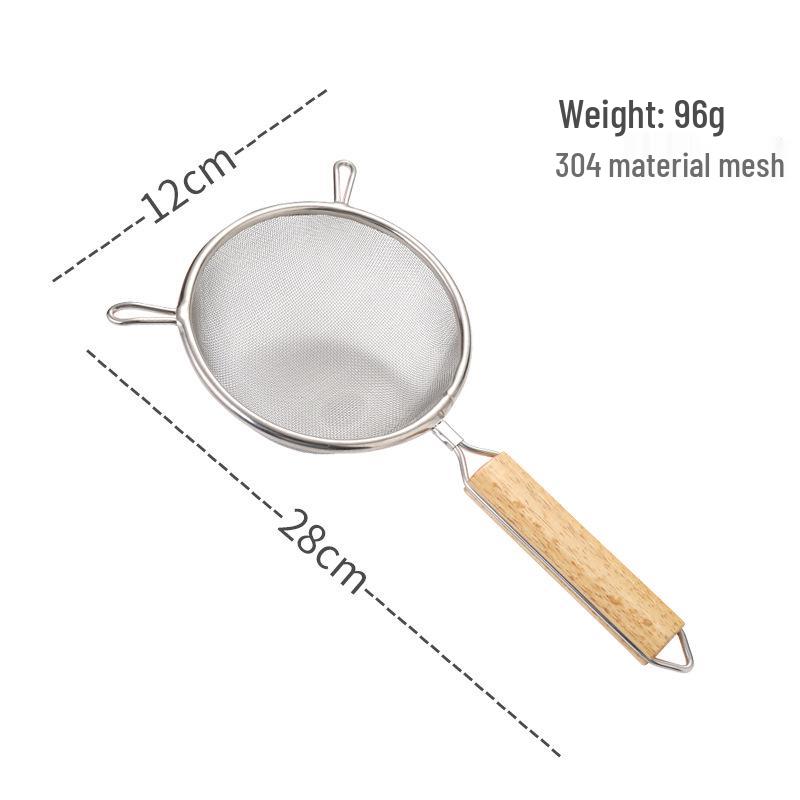 304 Stainless Steel Large Ladle with Wooden Handle and Double Ear, Kitchen Utensil Skimmer & Noodle Strainer.