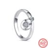 Original 925 Sterling Silver Ring Love Heart Pave CZ Crystal Stackable Rings for Women Wedding Engagement Birthday Gift Jewelry