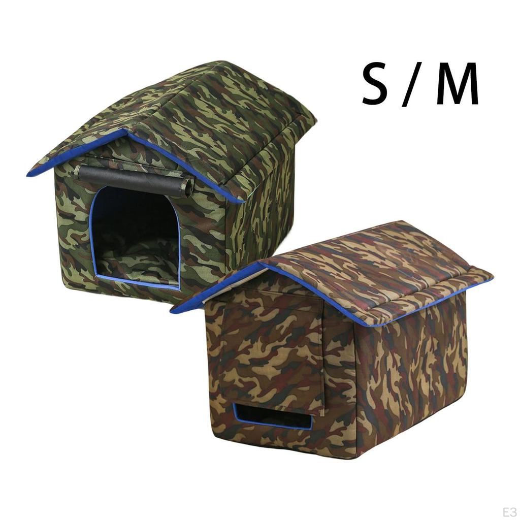 Enclosed Outdoor Pet House Nest with Thickened Sponge Mat Animal Tent Rainproof Anti Slip Bottom
