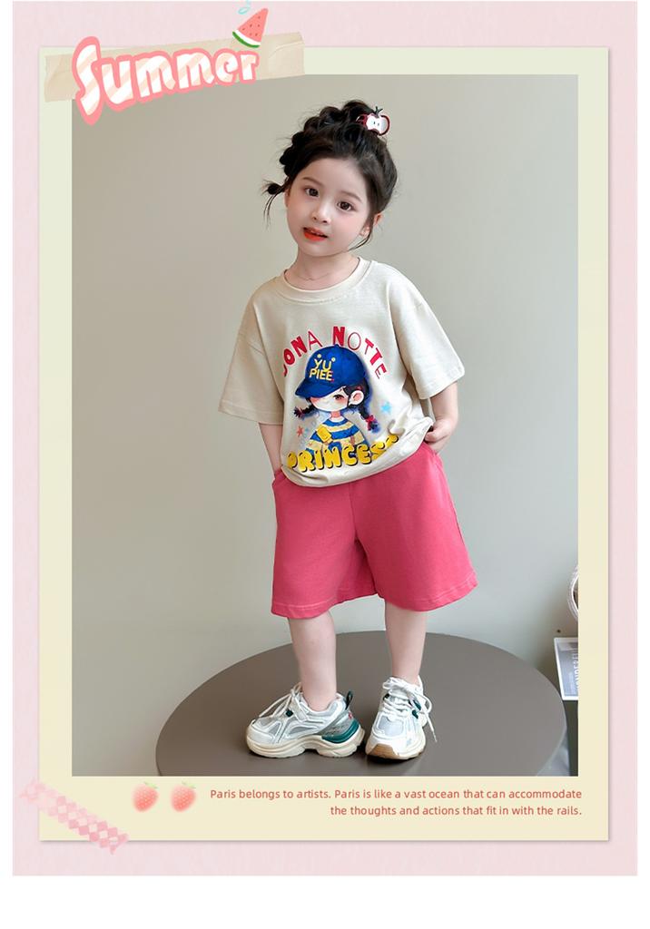 Girls' Summer Short Sleeved Set 2026 New Children's Summer Shorts Two Piece Set Baby Stylish Sportswear