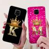 Clear Cover For Xiaomi Redmi Note 9s Case Fashion Luxury A-Z Letters Crown Soft TPU Phone Case M2003J6A1G