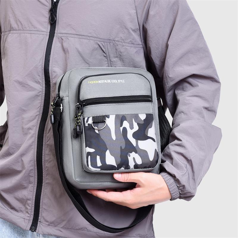 Camouflage Print Men's Shoulder Crossbody Bag Oxford Waterproof Business Outdoor Sports Small Square Bag