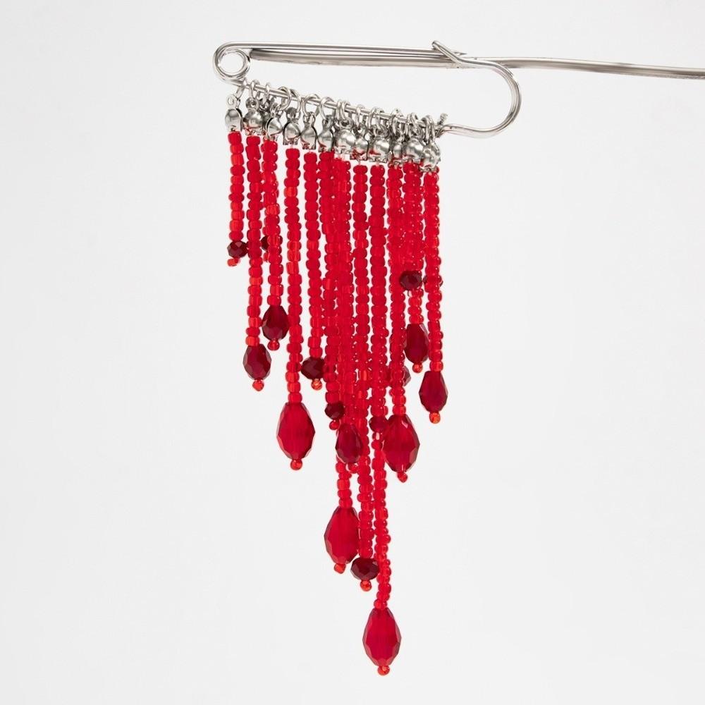 Red Crystal Clasp Badge Safety Clasp Lapel Pin Fashion Brooch Pin  Party Match