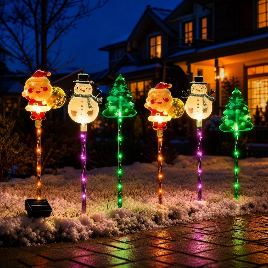 Christmas Outdoor Lights, 6-Piece Christmas Tree Snowman Garden Yard Decor