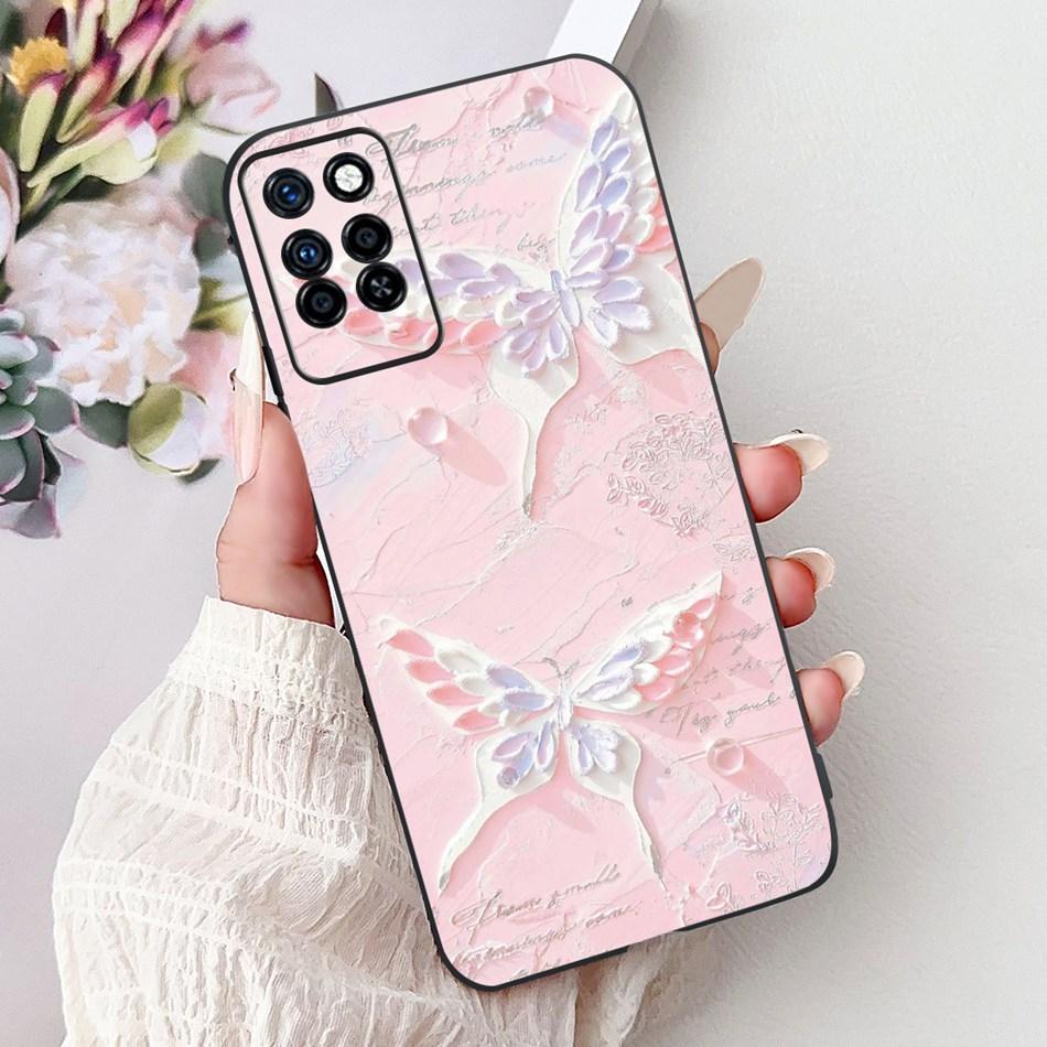 For Infinix Note 10 Pro Note10 Elegant Butterfly Cat Printed Phone Case For Infinix Note 10 10Pro NFC Black Silicone Soft Cases