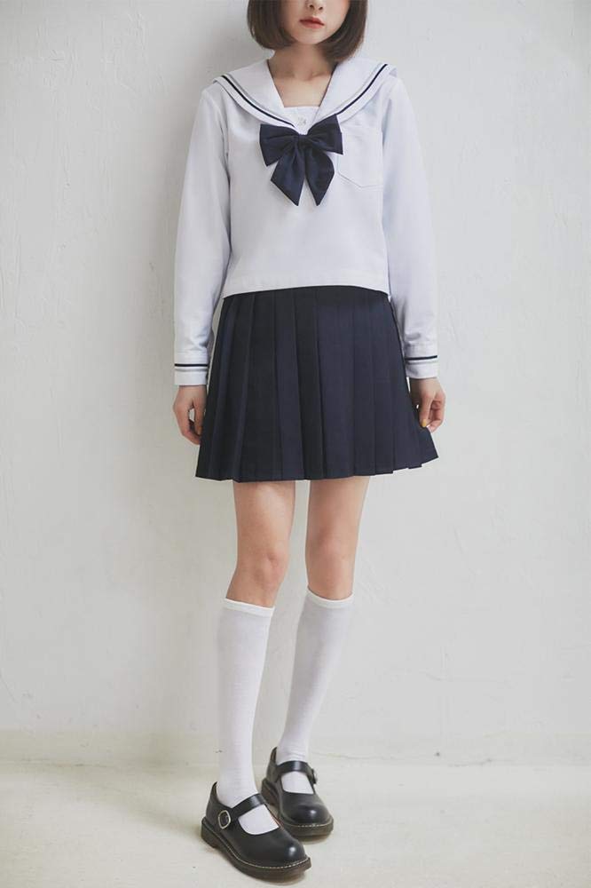 Aculldo Sailor Short Sleeve and Long School High School Girl JK Two Authentic Plus Size Sleeve Uniform, Sleeve, Girls' Uniform, Uniform, 3-Piece Set,