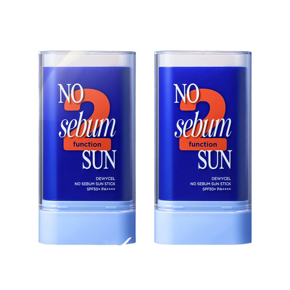 DEWYCEL No Sebum Sun Stick Dual Set 18g + 18g SPF 50+ PA++++ Lightweight Matte Finish Oil-Control Portable Sun Protection Blurring Primer