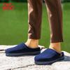 Men's Stripe Corduroy Slippers with Memory Foam - Soft Warm House Shoes, Non-Slip TPR Sole for Winter Comfort