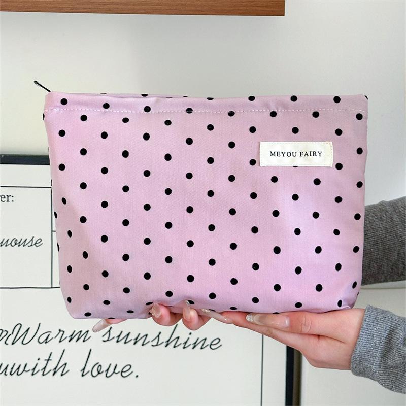 New Style Personalized Polka Dot Makeup Bag, Sweet and Portable Travel Skincare Storage Bag, Simple Toiletry Bag, Inner Pocket Bag