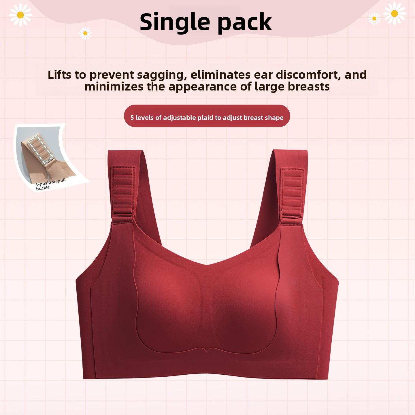 

Female Spring and Summer Thin Style Gathers The Auxiliary Milk Can Be Adjusted To Pull The Anti Sag No Trace Underwear 34/75BCD красный