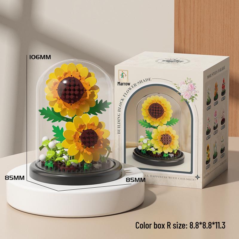 Preserved Flower Bonsai & Rose Succulent Building Blocks - Compatible with LEGO