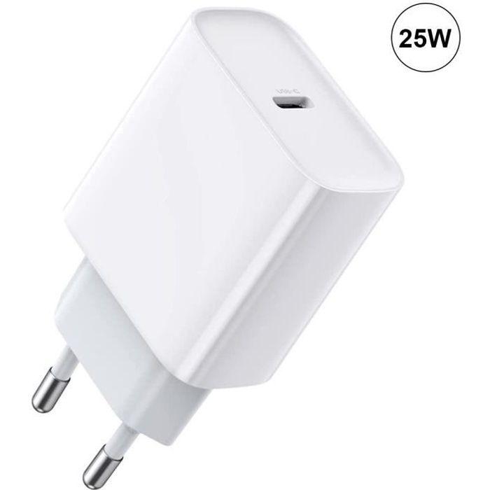 Chargeur Rapide USB-C 25W - E.F.CONNECTION - Blanc - Compatible Samsung Galaxy A32 A54 A36 - Charge sécurisée