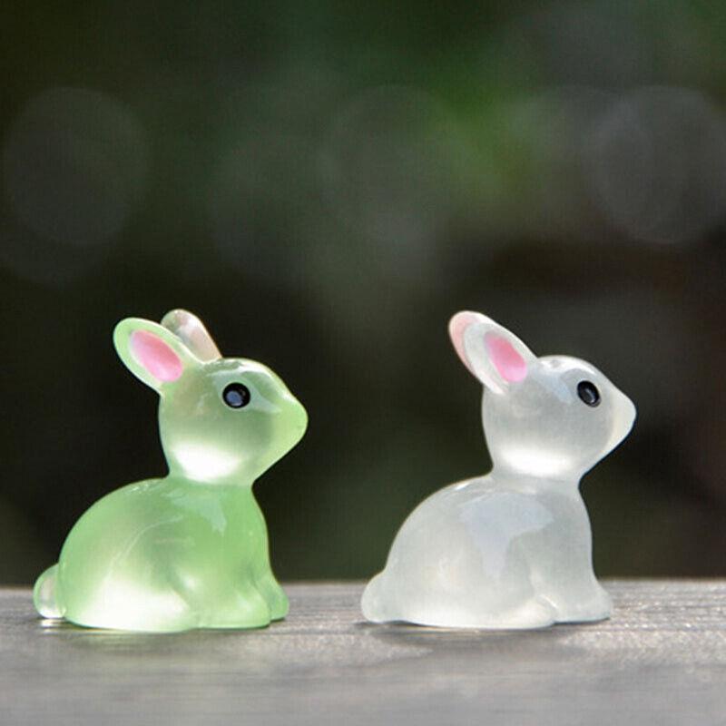 

Small Ornaments Rabbit Glow Miniature Cute Mini Bunnies Luminous Resin