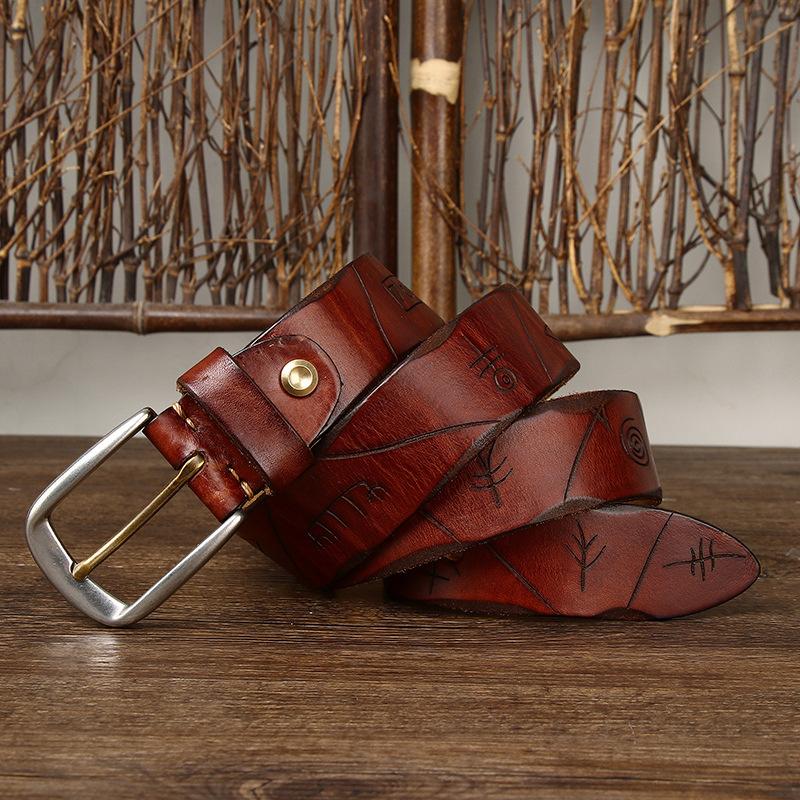 

Ремень мужской ретро модные тенденции нержавеющая сталь пряжка кожаный пряжка первый слой коровья кожа личный досуг джинсы ремень 130cm