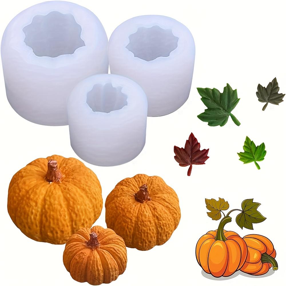 

3pcs Set 3d Pumpkin Maple Leaf Silicone Mold - Epoxy Resin Casting Candle Holder Diy, Thanksgiving Halloween Home Decoration