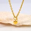 Stainless Steel Heart Pendant Necklace & Bracelet Set - Fashionable Titanium Jewelry
