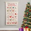 24 Numbered Advent Calendar Panel, Custom Fabric Christmas Wall Display for Entryways, Small Candy, Message Cards and Indoor Rooms