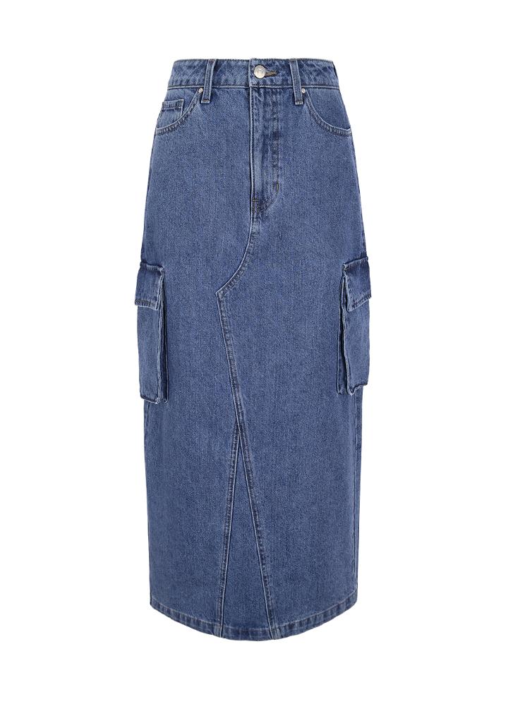Guess Cargo Denim Long Skirt