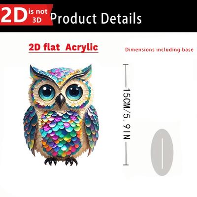 2D Dekorace sovy - Kreativní dekorace na polici nebo okno pro domácnost, kancelář nebo milovníky ptáků.