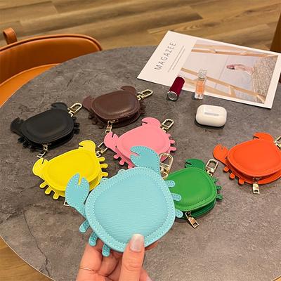 Porta-moedas Caranguejo Couro Microfibra Mini Carteira Bolsa para Armazenamento de Maquiagem Fones de Ouvido, Pingente para Pendurar na Mochila Acessórios de Charme para Bolsa