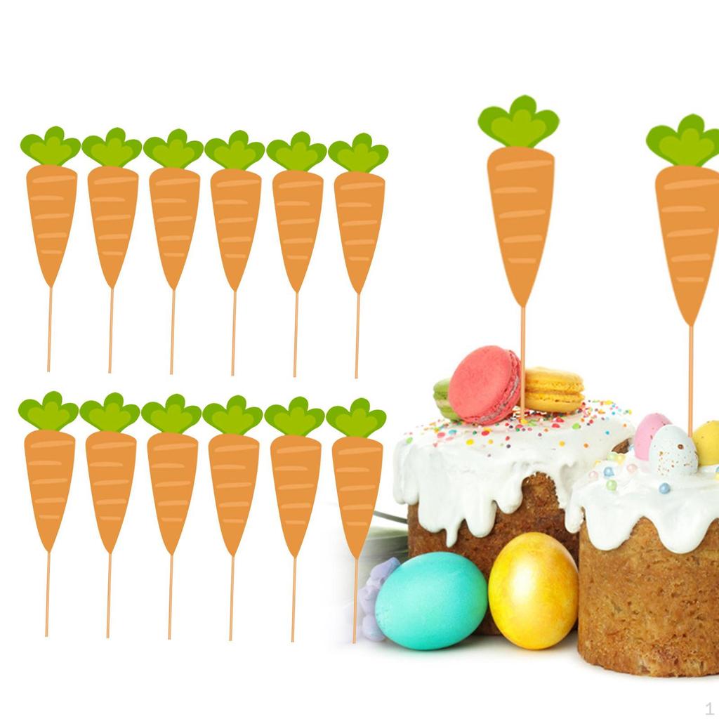 12 Pieces Easter Cupcake Toppers Cake Inserts Party Supplies Ornament Cakes Decoration