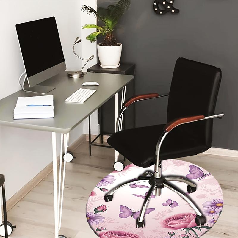 

1PC Butterfly Flowers Non-Slip Floor Round carpet, Office, family, bedroom, Large Area Rug Indoor Rugs, Vibrant Colors-Z0472 80cm by 80cm