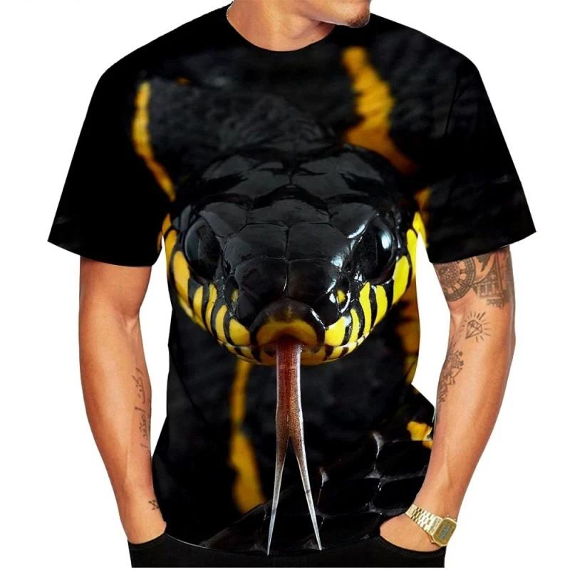 Horror Animal Snake 3D Printed T-shirt Fashion Cobra Streetwear Men O-Neck T Shirts Oversized Harajuku Women Tees Kids Male Tops