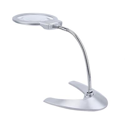 2.5X 5X 130mm Desk Magnifying Glass Magnifier with 2 LED Light