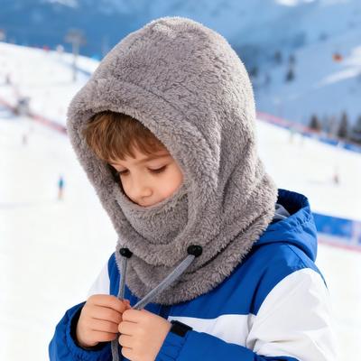 3 viename slidinėjimo apsauginė kepurė Vaikams Vėjui atspari Pūkuota veido apsauga Šilta su gobtuvu Šalikas Kaklo šildytuvas Žiemos Lauko Sporto Galvos apdangalas