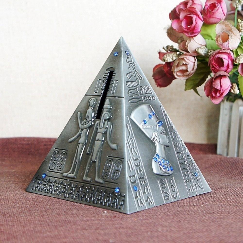 Durable Egyptian Pyramids Figurine Savings Can Zinc Zinc Alloy Coins Saving Box Home Decor