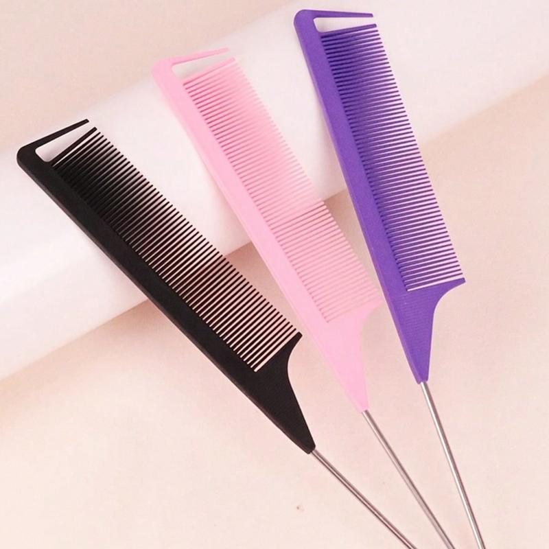 1pcs Stainless Steel Hair Comb With Fork, Pick And Fine Teeth For Professional Hair Salon Hair Brush