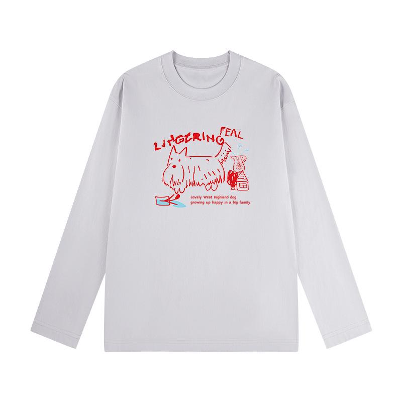 Korean Style Women's Long Sleeve Cotton T-Shirt - Versatile, Casual, Loose Fit for Spring & Autumn.