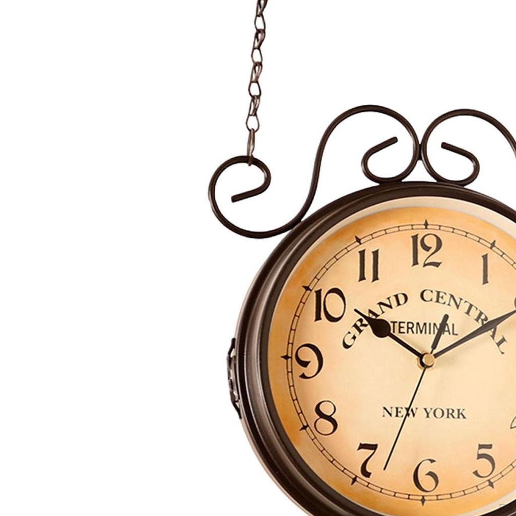 Antique Design Round Double-sided Wall Clock, Station Clock for Kitchen, Garden And Patio.