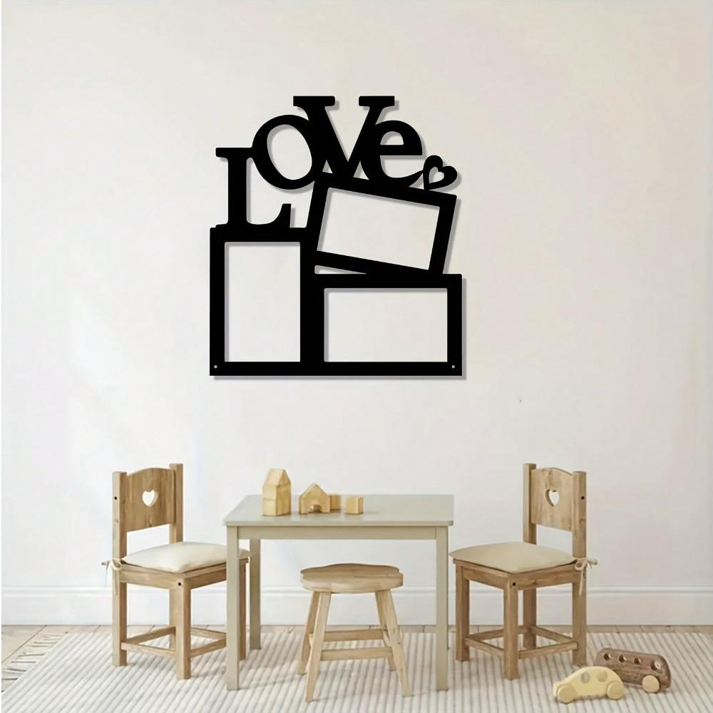 Metal Love Heart Wall Art Black Powder Coated Iron Retro Home Decor Gift