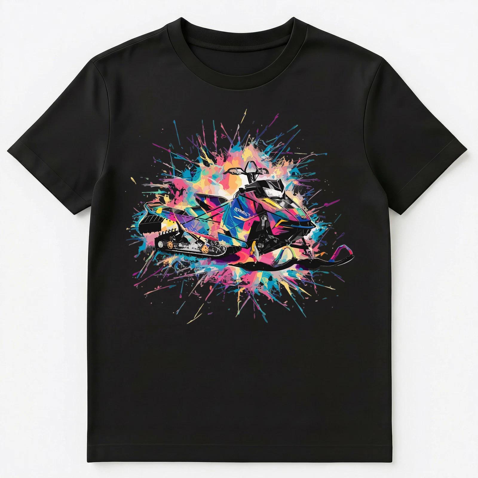 

Colorful Paint Splash Snowmobile Art Graphic Unisex T-Shirt 3XL