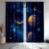 2pcs for Galaxy Curtains   Black and Blue Space Theme Room Bedroom