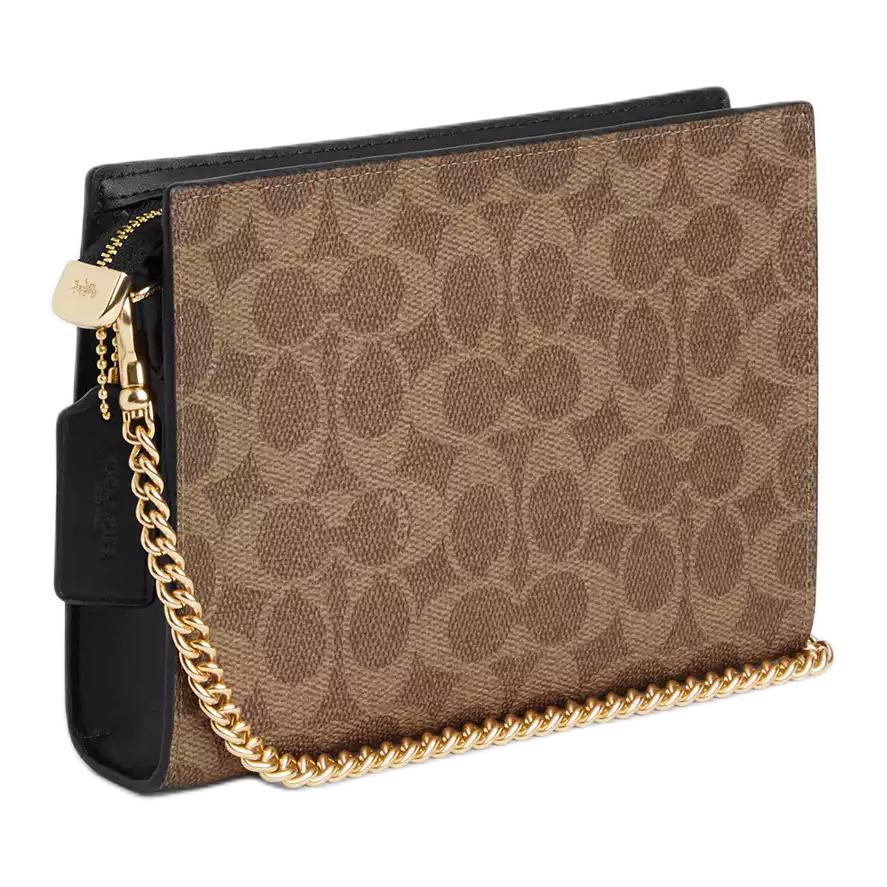 Coach Slim Crossbody 19 Logo Print Zipper Closure Coated Canvas Shoulder Bag Women Crossbody Bag Brown Black CW204-IMQRX