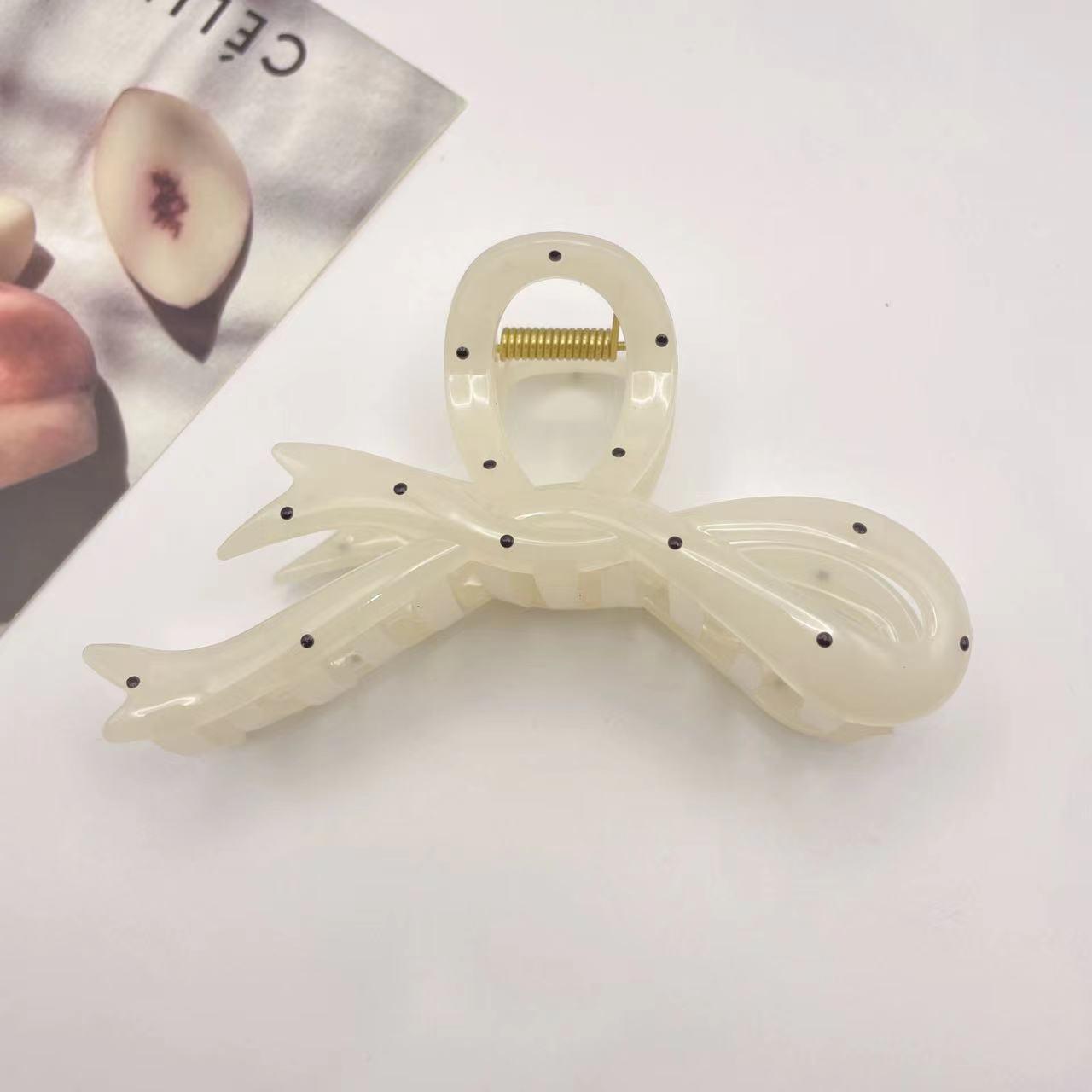 

Sheer White Polka Dot Claw Clip for Thick Hair - Cute Large Hair Accessory for Women