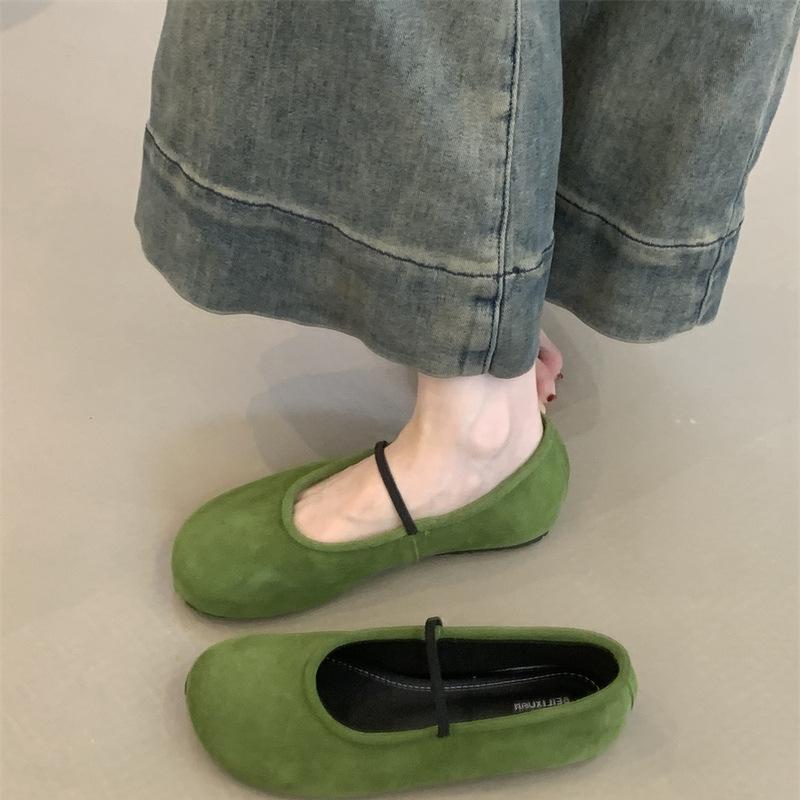 Vintage Mary Jane Shoes Women's 2025 Summer New Mori Women's Literary Matte Cute Round Head Shallow Mouth Beanie Shoes