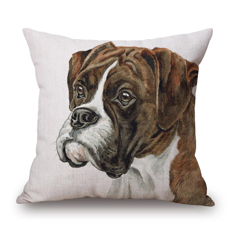 Hand Painting Dog Posters Cushion Cover Greyhound Bull Terrier Labrador Animals Portrait Pillowcase Decorative Pillows For Sofa