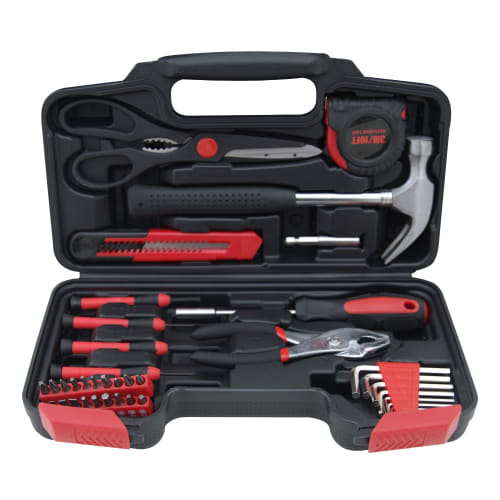 Hantinstom 39-Piece Home Tool Set, Perfect for DIY, Furniture Assembly, Home Maintenance, and Car & Motorcycle Repairs, Includes Storage Case, Red