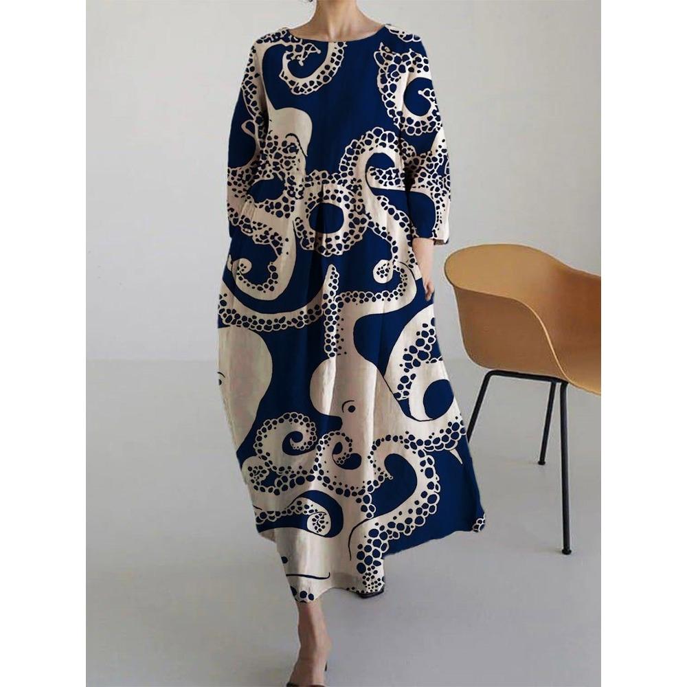 Dámské dlouhé šaty Jarní Podzimní Letní sukně Módní Ležérní Dámské Šaty s velkým lemem Velká velikost S-5XL Dlouhé šaty