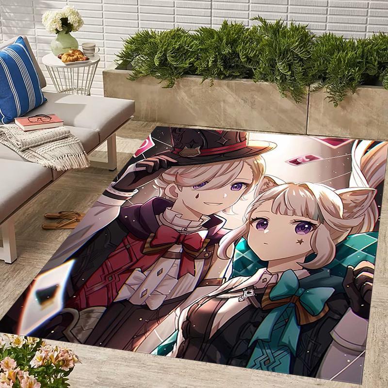 1pc Genshin Impact Lyney Lynette Design Area Rug - Non-Slip, Soft & Cozy Floor Mat for Living Room, Bedroom, Office - Indoor/Outdoor Decorative Carpet